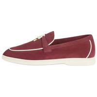 Loro Piana Summer Charms Walk Loafers Women's Red Bean Color