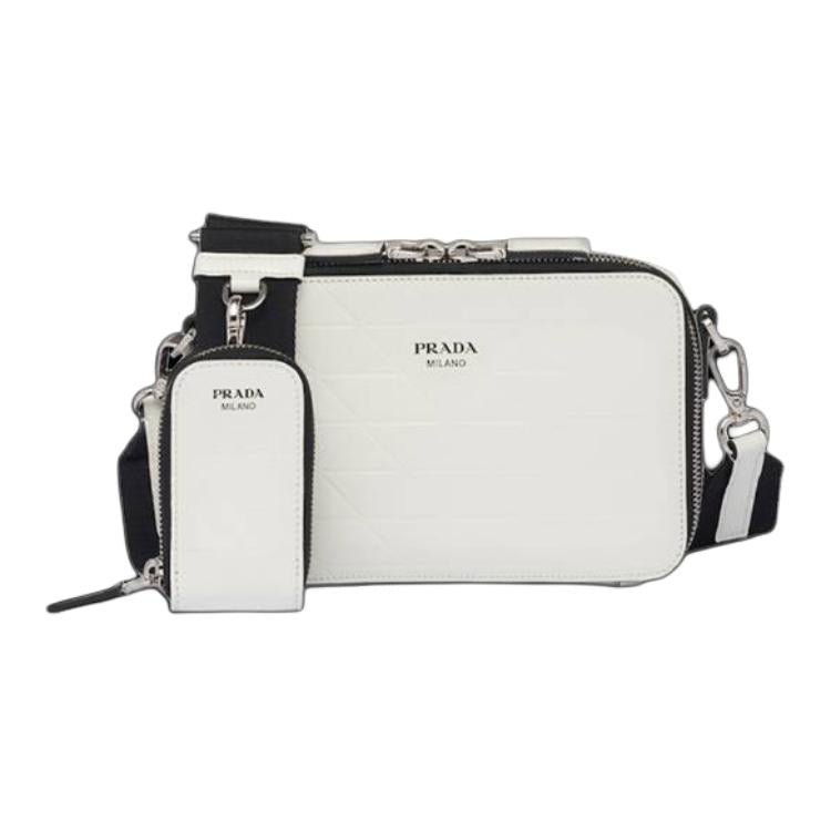 PRADA Brique Leather Shoulder Bag Unisex White