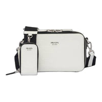 PRADA Brique Leather Shoulder Bag Unisex White