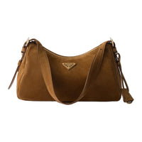 PRADA Suede Handbag Shoulder Bag Medium Size Women's Cinnamon Brown