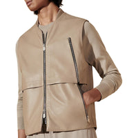 HERMES SS24 Leather Jacket Men's Sand Yellow