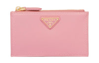 PRADA Saffiano Leather Card Holder Wallet Women's Petal Pink