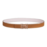 HERMES Calfskin Leather Belts Women's Gold 2.4CM