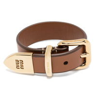 MIU MIU Calfskin Metal Bracelets Women's Brown