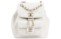 CHANEL Duma Cow Leather Backpack Small Size Women's White