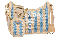 PRADA Re Edition Natural Raffia Fiber Shoulder Bag Women's