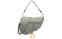 DIOR Saddle Grained Calfskin Saddle Bag Shoulder Bag Crossbody Bag Handbag Regular Women's Gray