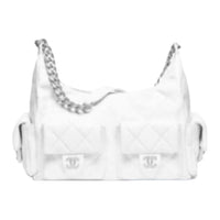 CHANEL Leather Hobo Bag Shoulder Bag Women's White