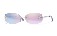 CHANEL Oval Sunglasses Unisex Silver