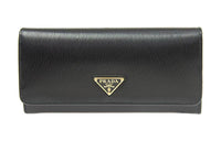 PRADA Leather Clutches Wallets Women's Black