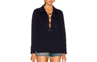 SAINT LAURENT Lace-Up Long-Sleeved Top