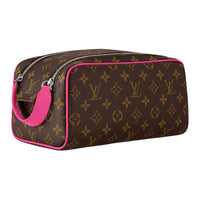 LOUIS VUITTON Dopp Kit Leather Toiletry Bag Regular Men's Rose Red & Brown