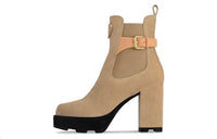 LOUIS VUITTON Beaubourg Ankle Boots 7cm Women's Light Brown