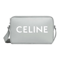 CELINE Smooth Cow Leather Messenger Bag Shoulder Bag Crossbody Bag Medium Size Men's Light Gray