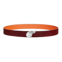 HERMES Calfskin Leather Belts Unisex Red Orange Width 3.3cm