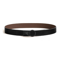 HERMES Calfskin Metal Leather Belts Men's Black/Brown Width: 3.2CM