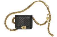CHANEL Grained Calfskin Fanny Pack Women's Black