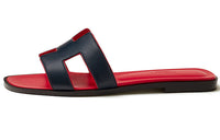 HERMES Oran Rubber Sole Slide Slippers Women's Black Red