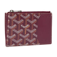 GOYARD Canvas With Calfskin Card Holder Regular Unisex Burgundy