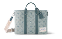 LOUIS VUITTON Weekend Tote Nm Monogram Washed Denim Coated Canvas