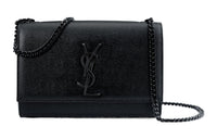 SAINT LAURENT Kate Grain De Poudre Embossed Leather Small Black