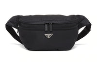 PRADA Recycled Nylon Fabric Leather Sling Bag Fanny Pack Men's Black
