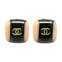 CHANEL Resin Clip-On Earrings Women's Black