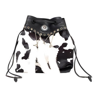 MIU MIU Calfskin Shoulder Bag Women's Black White