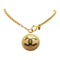 CHANEL Pre-Owned 20th Century  Plated CC Round Pendant Costume Necklace