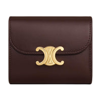 CELINE Triomphe Calfskin Wallet Small Size Women's Ebony Brown