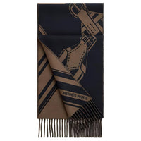HERMES Cashmere Knit Scarves Men's Brown
