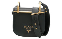 PRADA Cow Leather Crossbody Bag Women's Black