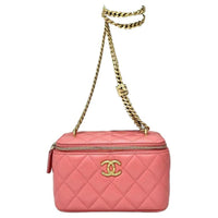 CHANEL Leather Shoulder Bag Crossbody Bag Women's Pink