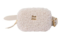MIU MIU Leather Combo Shearling Fanny Pack Mini Women's Ivory White
