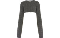 MIU MIU Cable Knit Cropped Cashmere Jumper