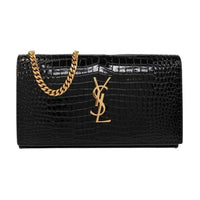 SAINT LAURENT CASSANDRE Shiny Cow Leather Shoulder Bag, Crossbody Bag, Wallet Women's Black