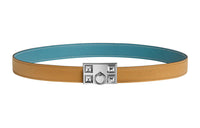HERMES Dog Collar Buckle Double-Sided Strap Smooth Buckle Calfskin Leather Belts Women's Brown Width 24MM