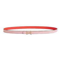 HERMES Calfskin Leather Belts Women's Pink/Red Width 1.3CM