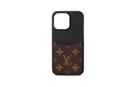LOUIS VUITTON Canvas With Calfskin IPhone 15 Pro Case Bag Accessory Women's Dark Brown & Black