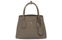 PRADA Double Leather Shoulder Bag Crossbody Bag Handbag Mini Women's Clay Gray