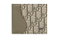 DIOR Fabric Patchwork With Cow Leather Wallet Men's Khaki
