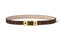 LOUIS VUITTON DUO Logo Identification Double Sided Pin Buckle Leather Belts Unisex Brown Width 1.8cm