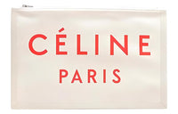 CELINE Canvas Canvas Bag Clutches Large Size Women's White