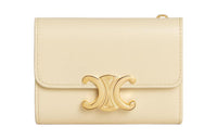 CELINE Triomphe Shiny Calfskin Wallet Women's Soft Yellow