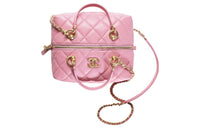CHANEL Calfskin Small Square Box Handheld Shoulder Bag Crossbody Bag Women's Pink