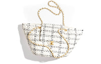 CHANEL Raffia And Plaid Combination Basket Bag, Handbag, Shoulder Bag Women's