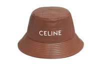 CELINE Sheepskin Polyester Cotton Bucket Hats Women's Brown