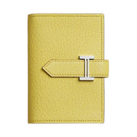 HERMES Bearn Mysore Goat Skin Wallet Mini Women's 0Y Limoncello Lemon Yellow