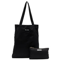 MIU MIU Nylon Fabric Tote Bag Shopping Bag Handbag Women's Black