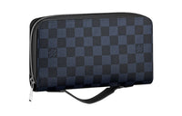 LOUIS VUITTON Zippy Damier Cobalt Canvas Clutches Card Holder Wallet Large Size Men's Blue/Black